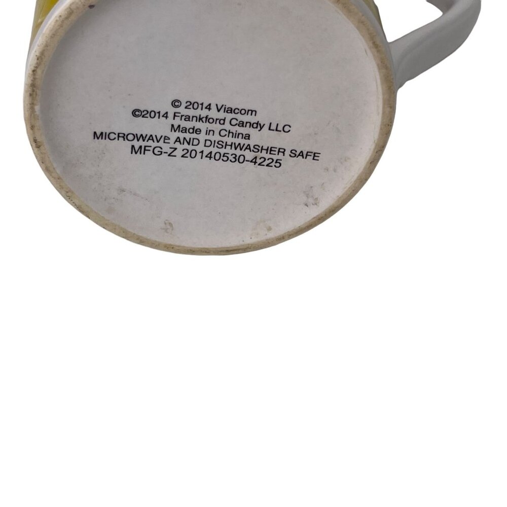2014 Viacom Sponge Bob Square Pants happy/sad face 12 ounce yellow coffee mug - Picture 4 of 6